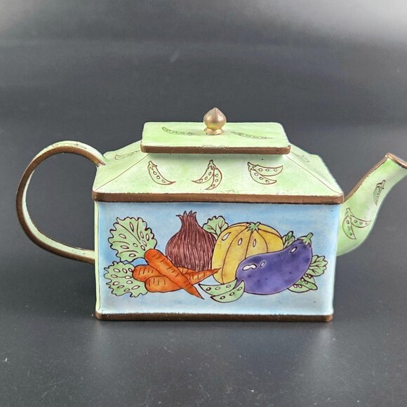 Miniature Enameled Teapot – Vegetables Design – 2 3/4" Tall - Picture 9 of 9